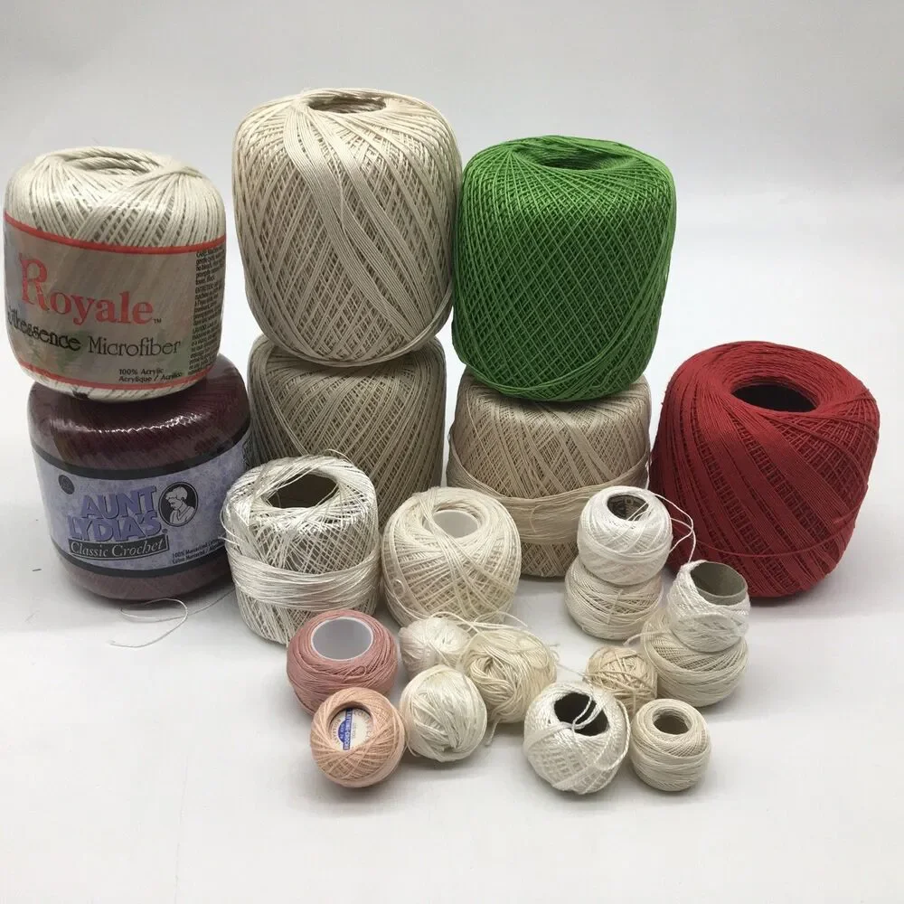 Mixed Tatting Crochet Thread Lot Solid Clarks, Lily, DeLuxe, J&P DMC Aunt Lydia’